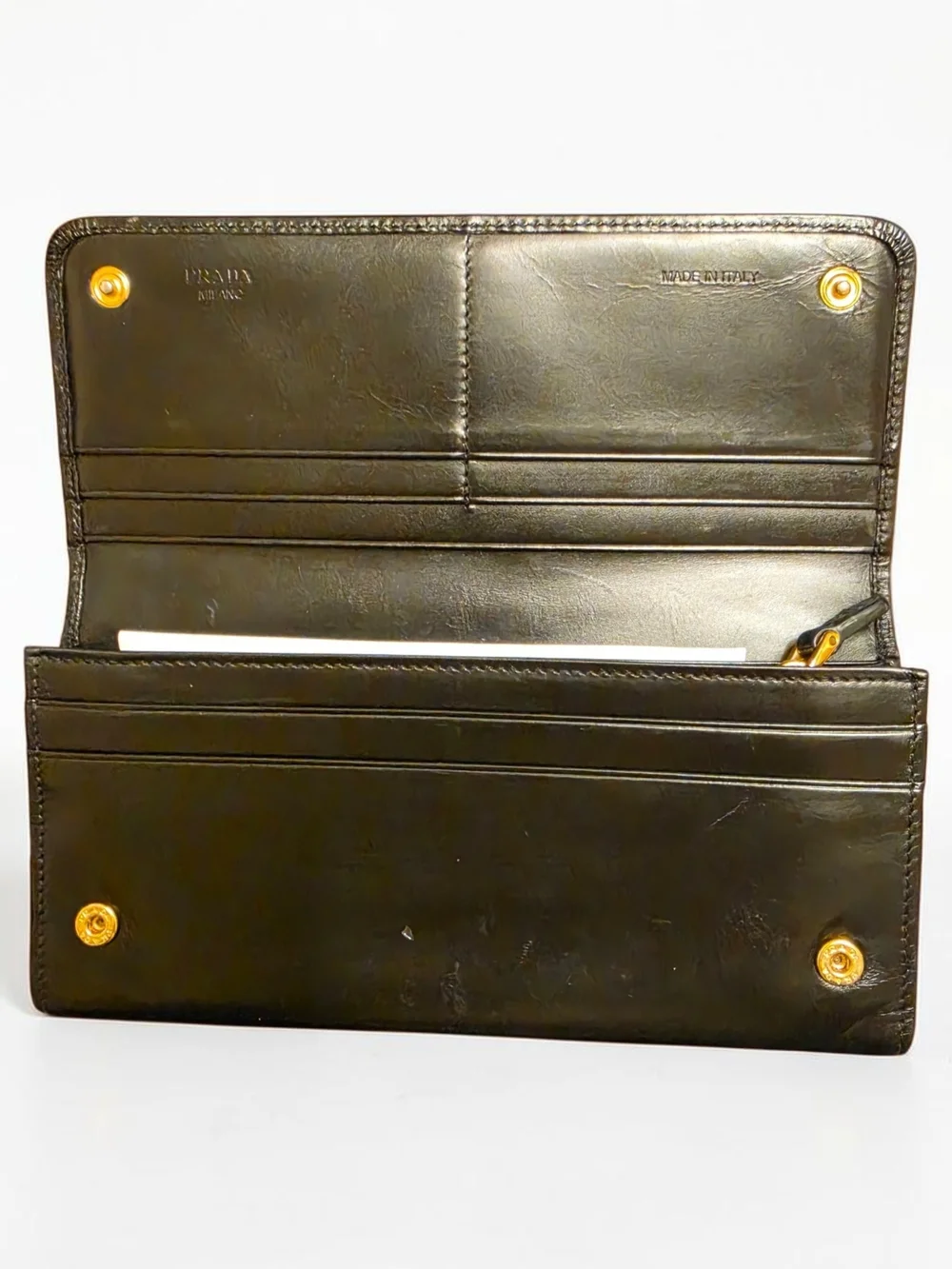 Prada Black Leather Continental Wallet _ COA Included
